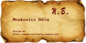Moskovicz Béla névjegykártya